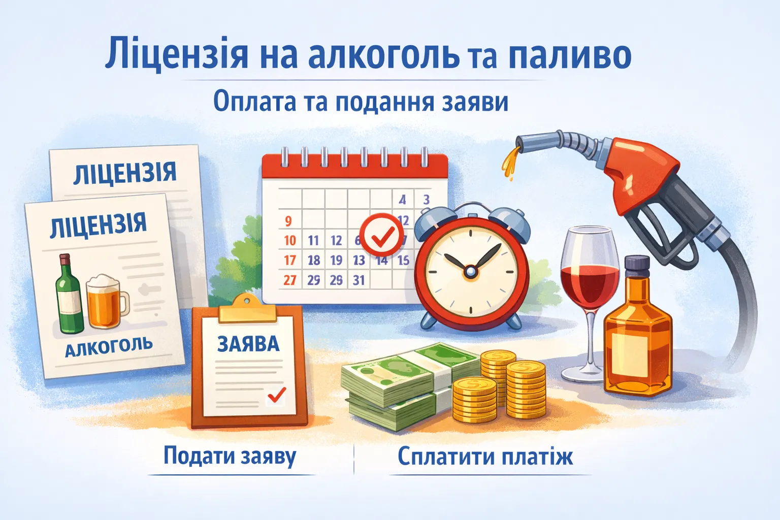 Ліцензія на алкоголь/паливо: строки сплати та подання заяви про платіж Ліцензія на алкоголь/паливо: строки сплати та подання заяви про платіж