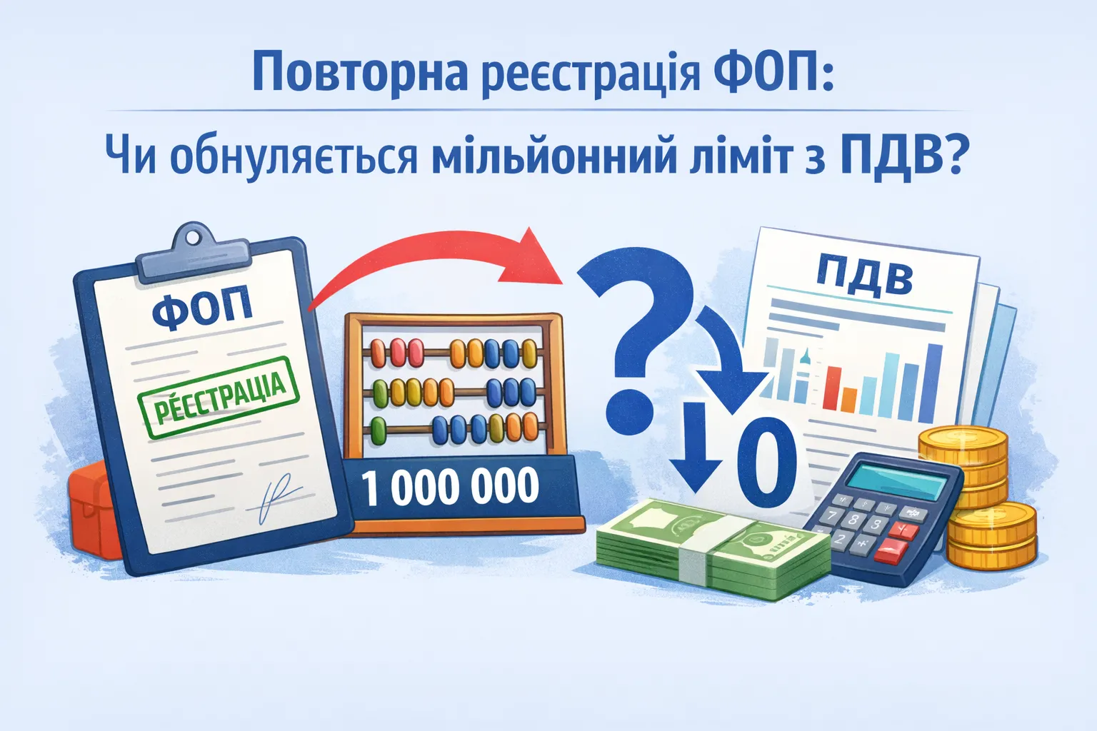 Повторна реєстрація ФОП: чи «обнуляється» мільйонний ПДВ‑поріг? Повторна реєстрація ФОП: чи «обнуляється» мільйонний ПДВ‑поріг?