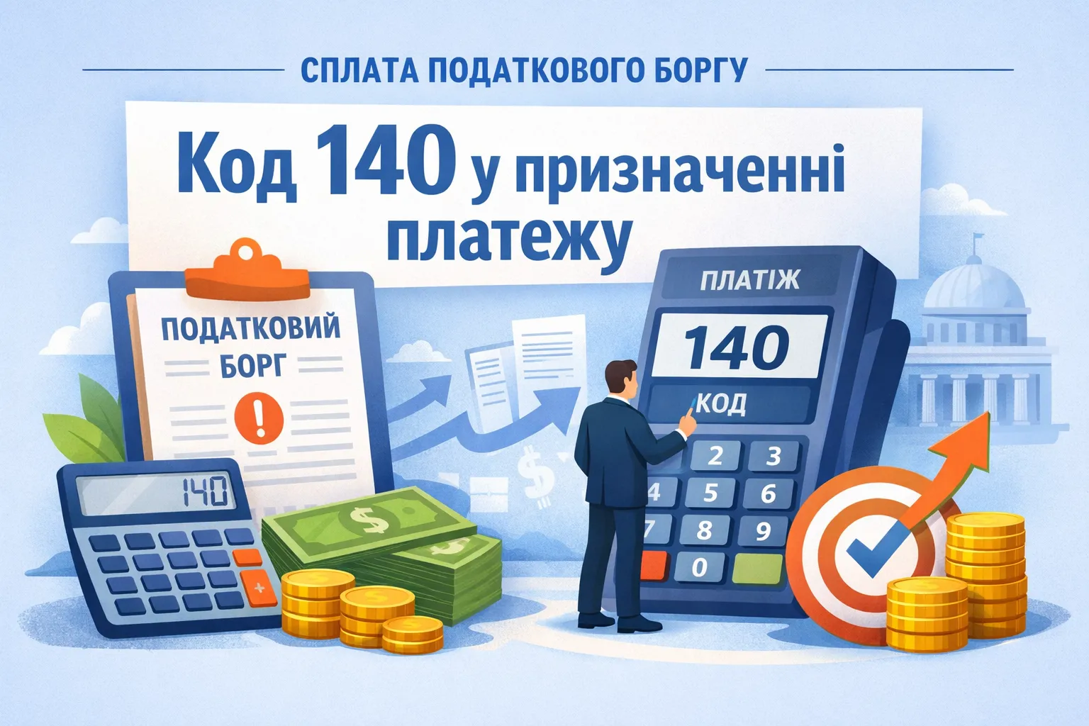 Сплатіа податкового боргу: чому важно вказувати код «140» у призначенні платежу