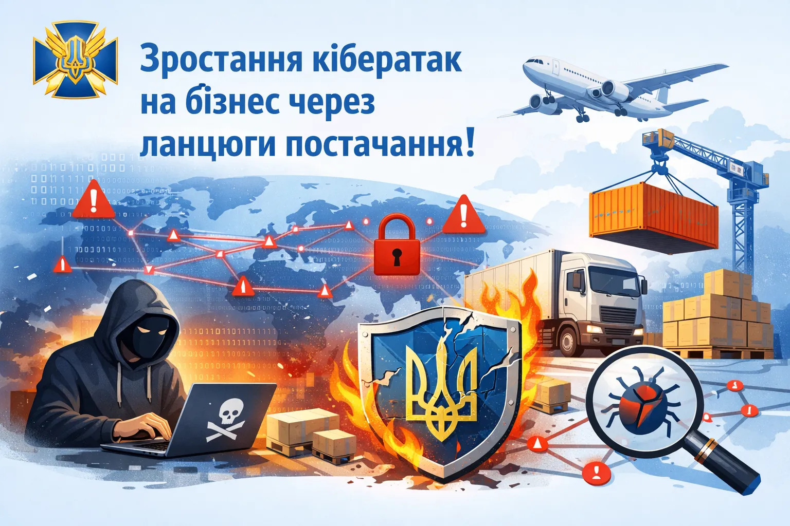 Держспецзв’язку попереджає про зростання кібератак на бізнес через ланцюжки постачань