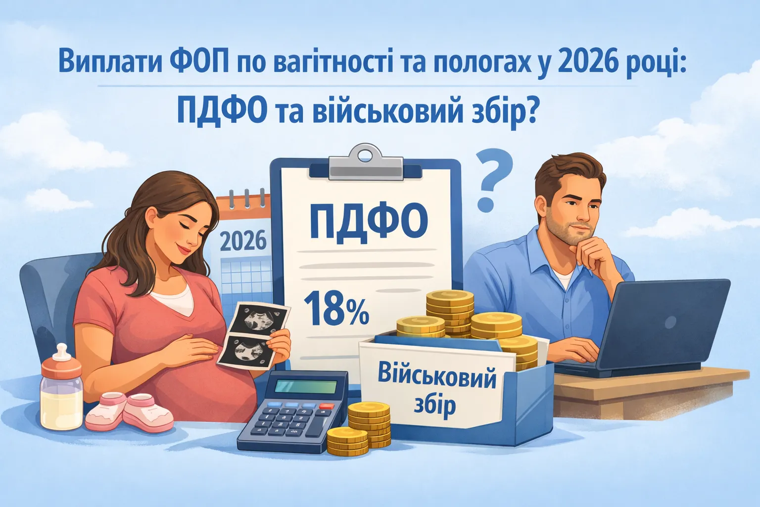 ФЛП получил помощь по беременности и родам: что с НДФЛ и военным сбором в 2026 году