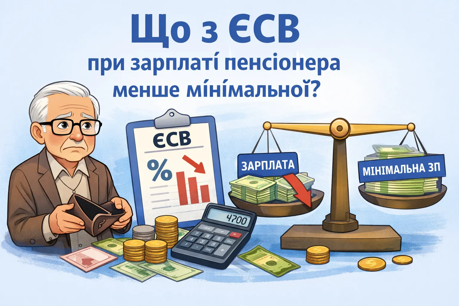 Зарплата працюючого пенсіонера менша за мінімальну: що з ЄСВ?