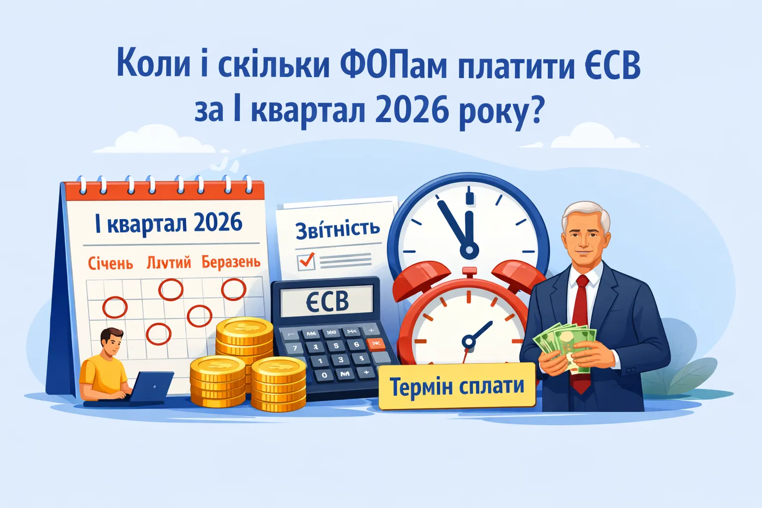 Коли і скільки ФОПам платити ЄСВ за I квартал 2026 року?