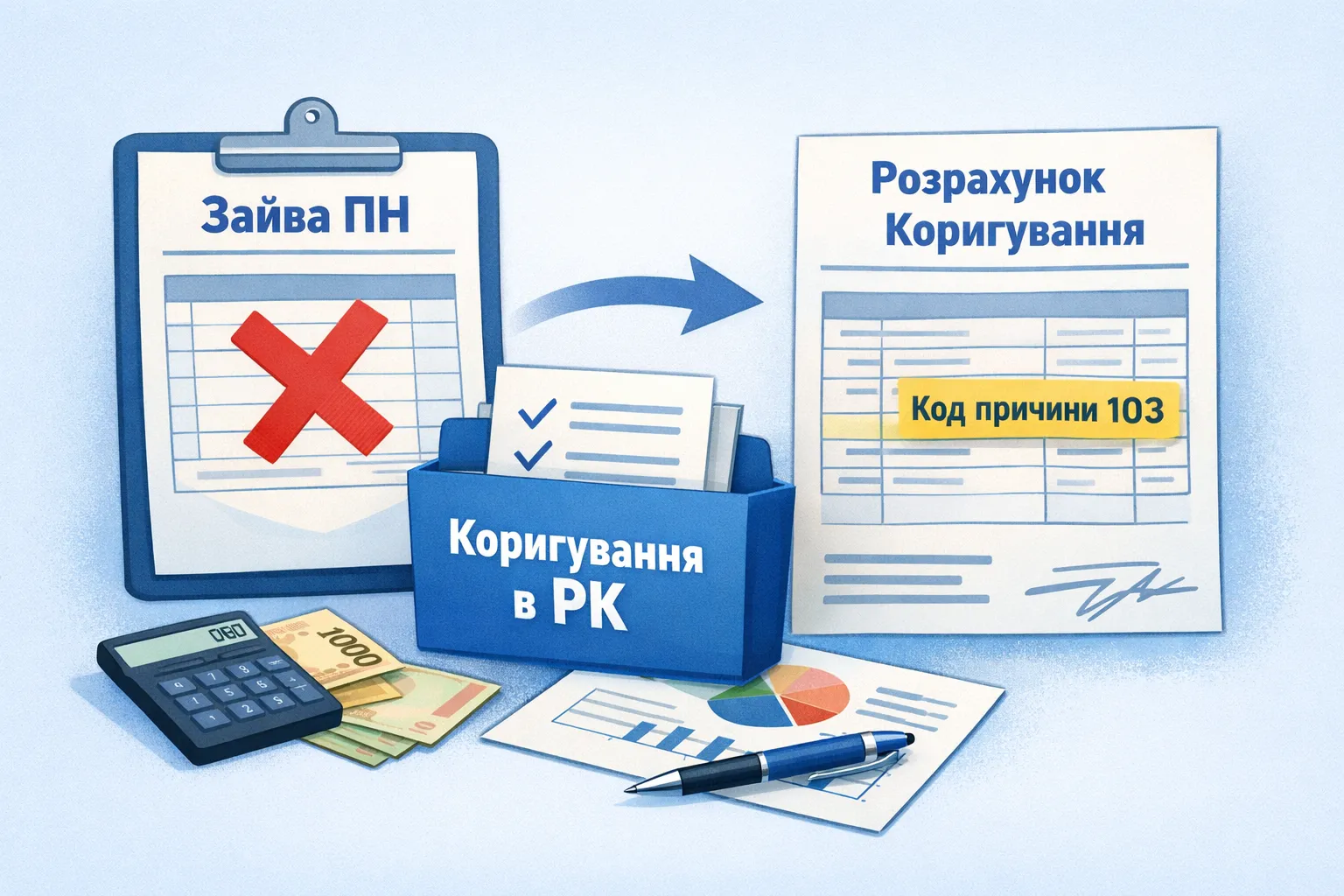 Код причини коригування в РК до зайво складеної ПН