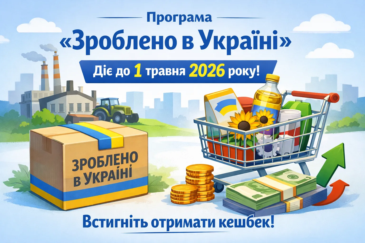 Программа “Сделано в Украине” действует до 1 мая 2026 года. Успейте воспользоваться кешбэком
