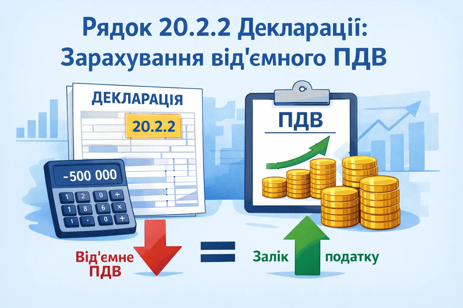 Рядок 20.2.2 Декларації: як зарахують від’ємне ПДВ