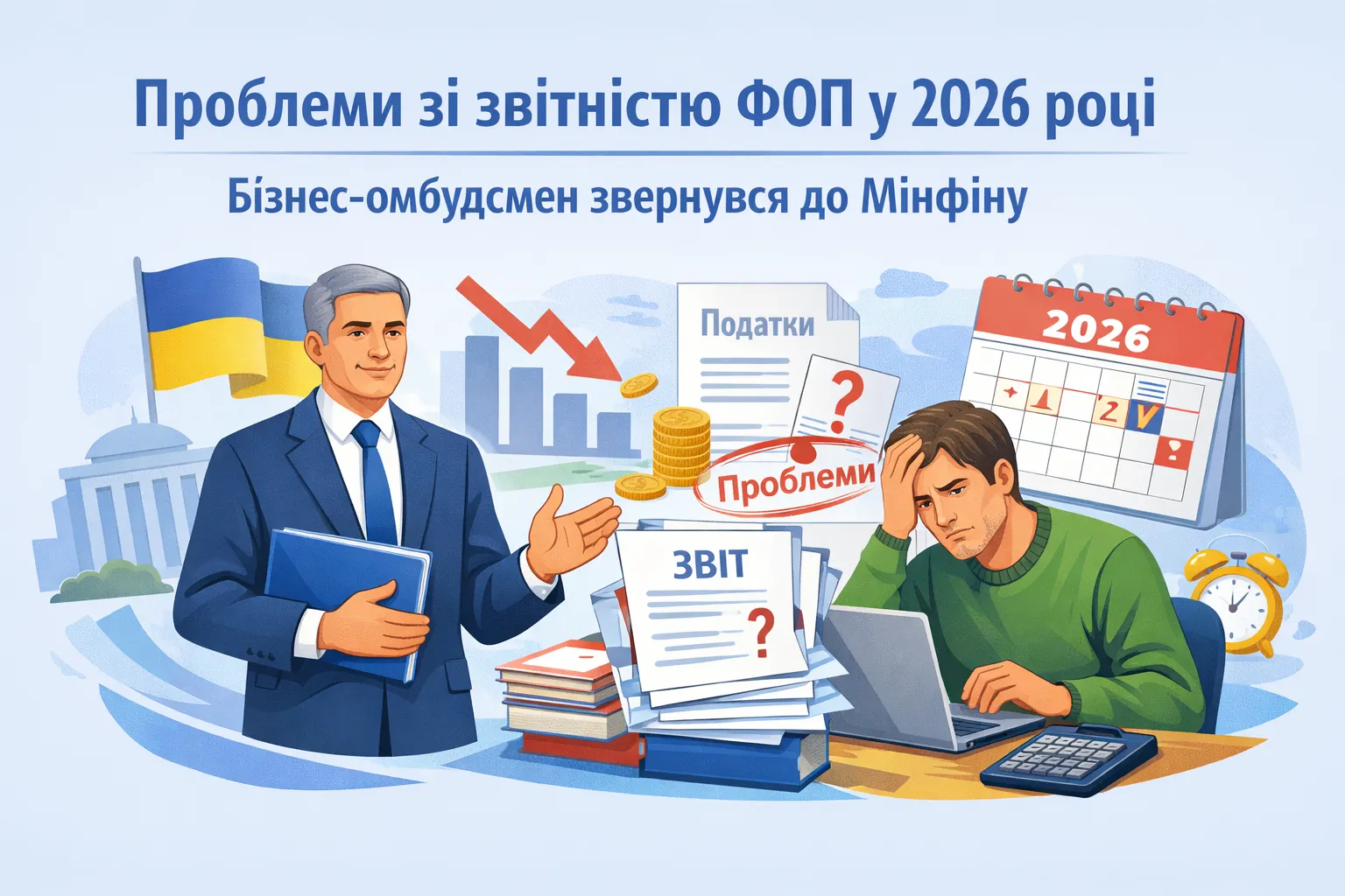 Проблеми зі звітністю ФОП у 2026 році: бізнес-омбудсмен звернувся до Мінфіну