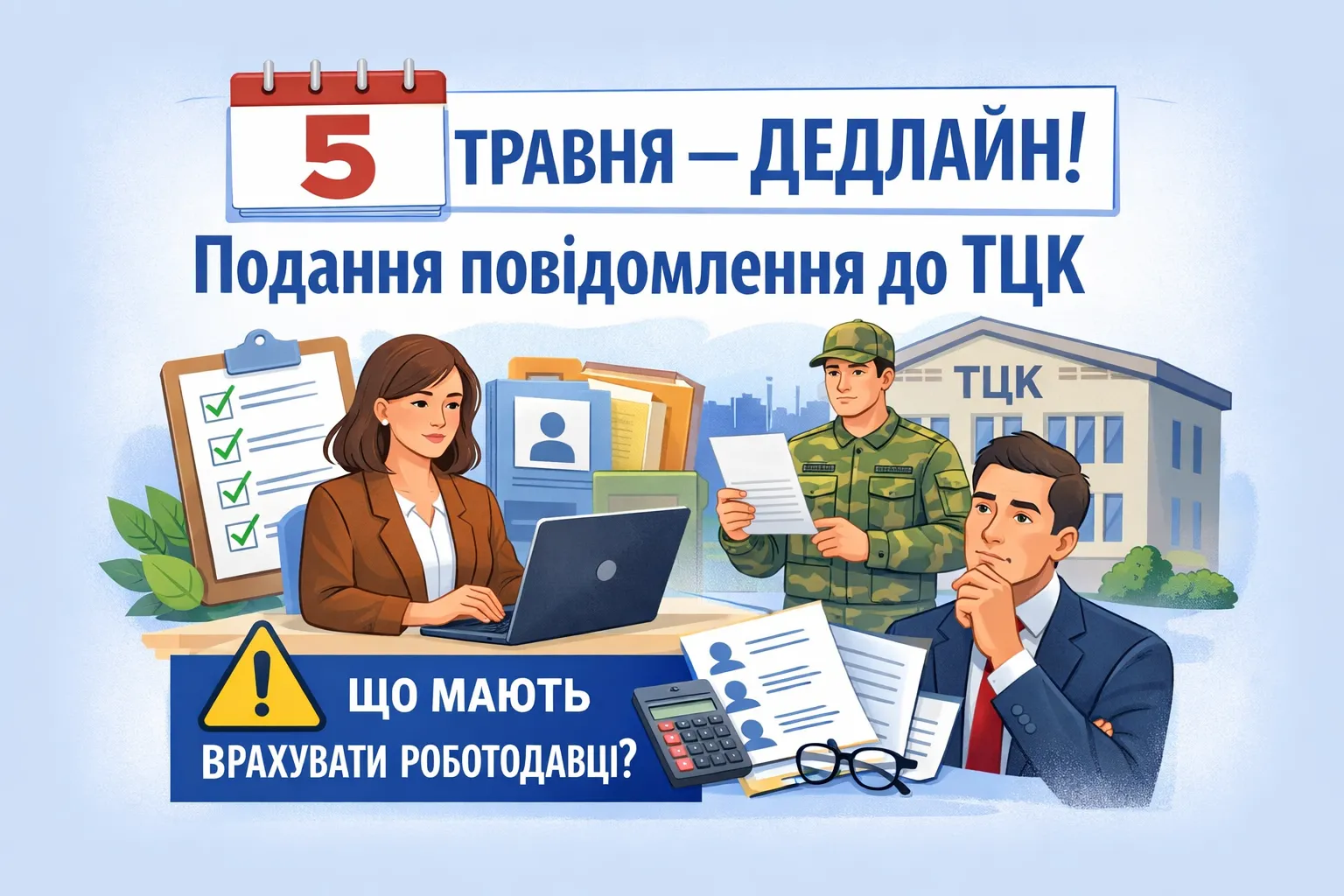 До 5 травня — дедлайн подання повідомлення до ТЦК: що мають врахувати роботодавці