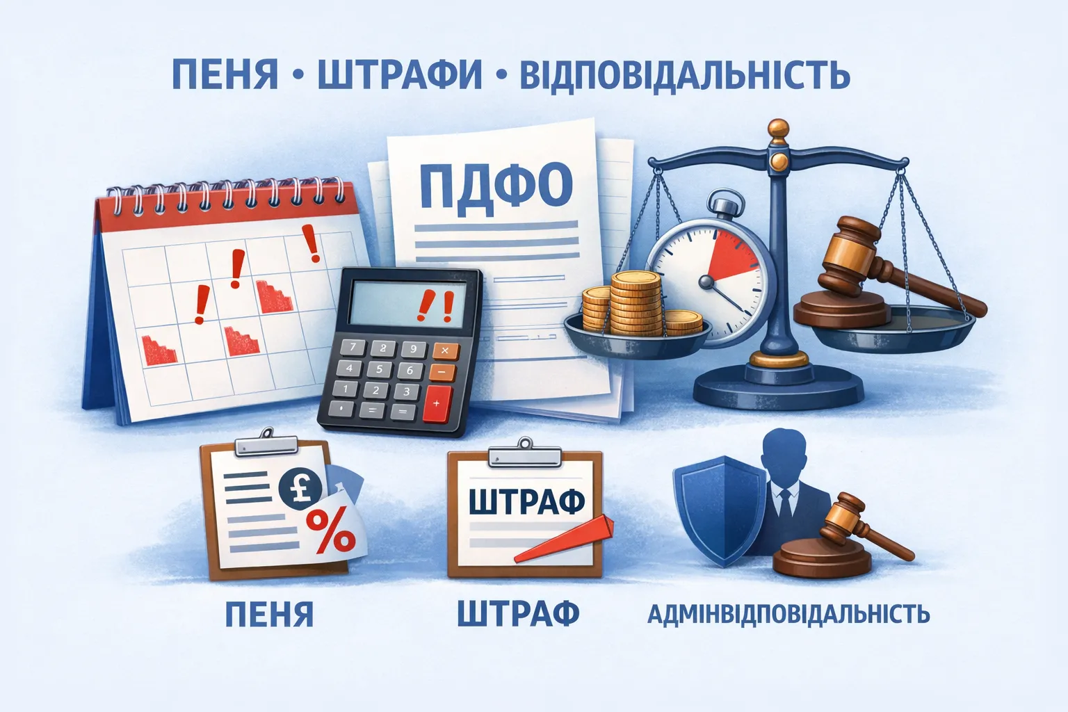 ПДФО не перерахували вчасно: пеня, штрафи та адмінвідповідальність
