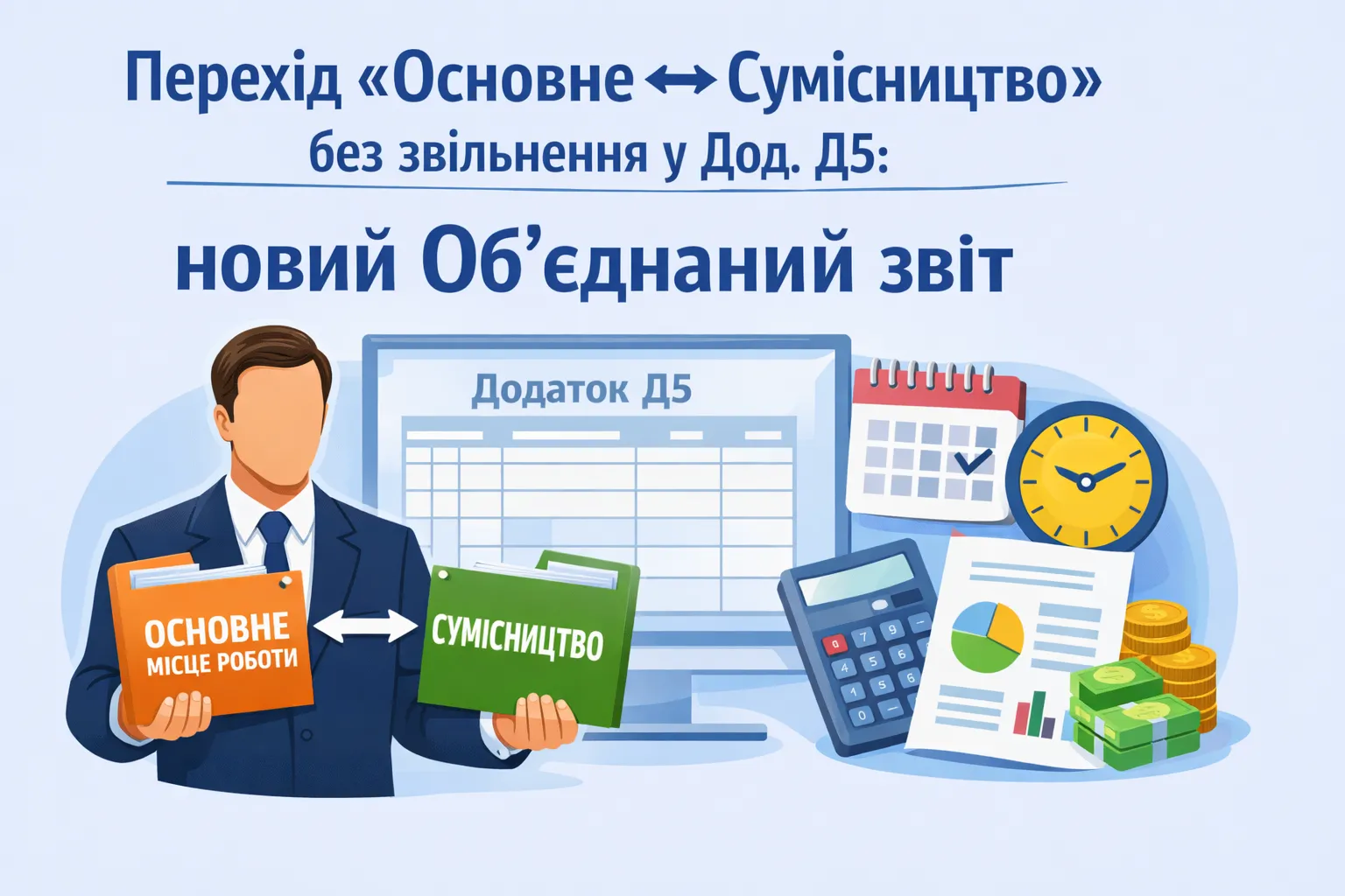 Перехід «основне ↔ сумісництво» без звільнення у дод. Д5: цікавинки проєкту нового Об’єднаного звіту