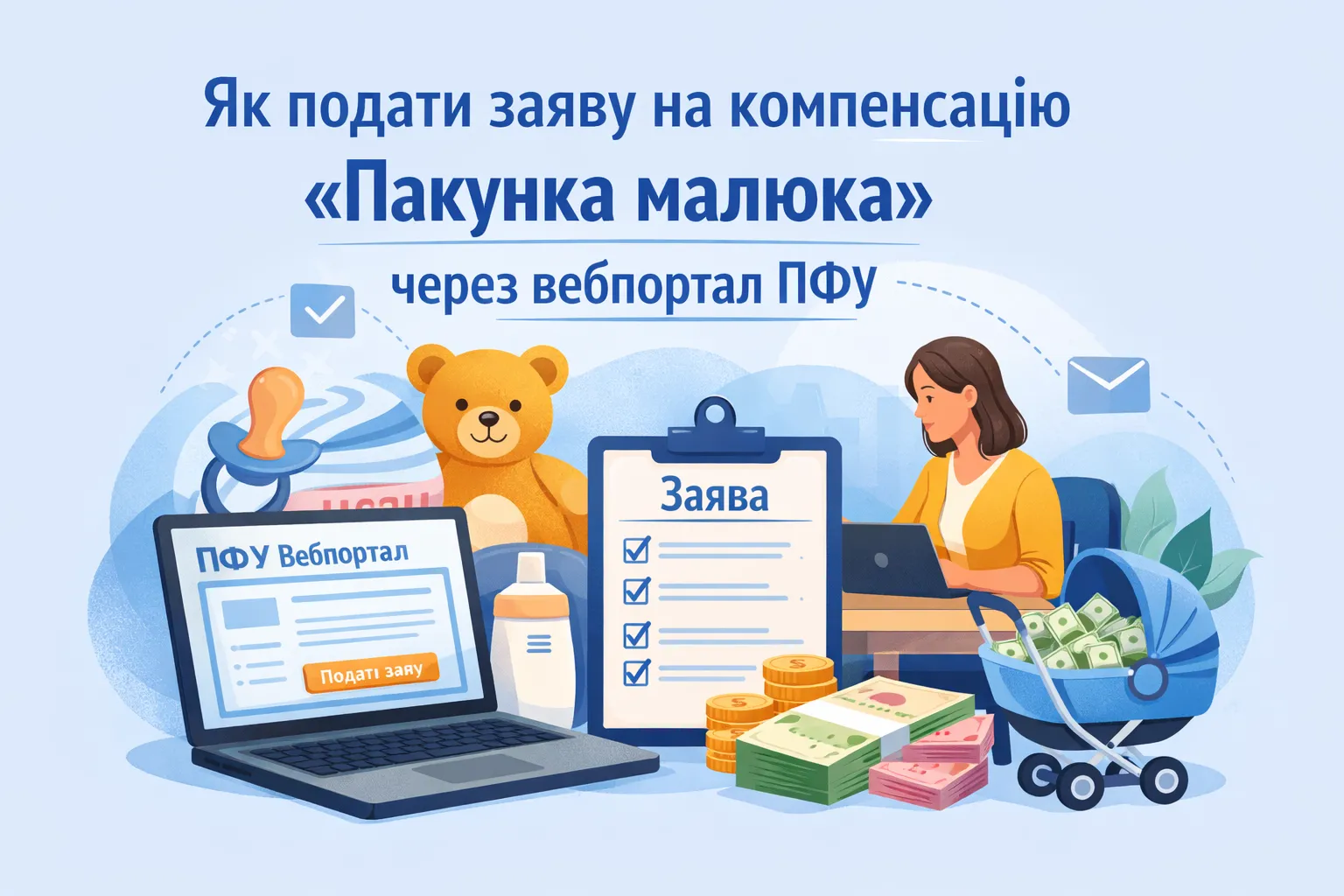 Як подати заяву на грошову компенсацію “Пакунка малюка” через вебпортал ПФУ