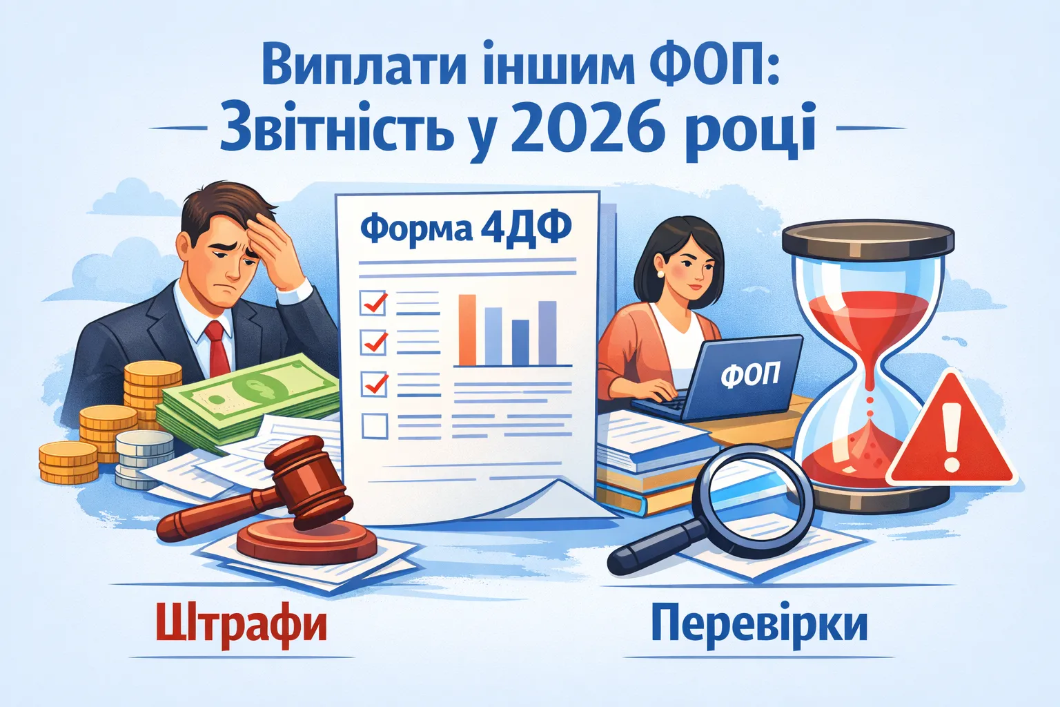 Чи подавати 4ДФ при виплатах іншим ФОП: що загрожує за неподання звіту у 2026 році