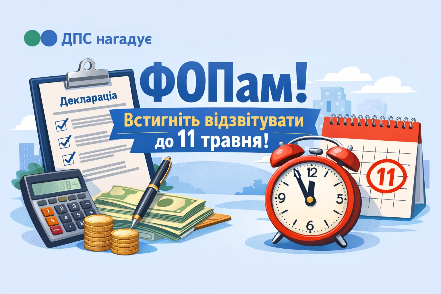 ДПС нагадує ФОПам: встигніть відзвітувати до 11 травня!