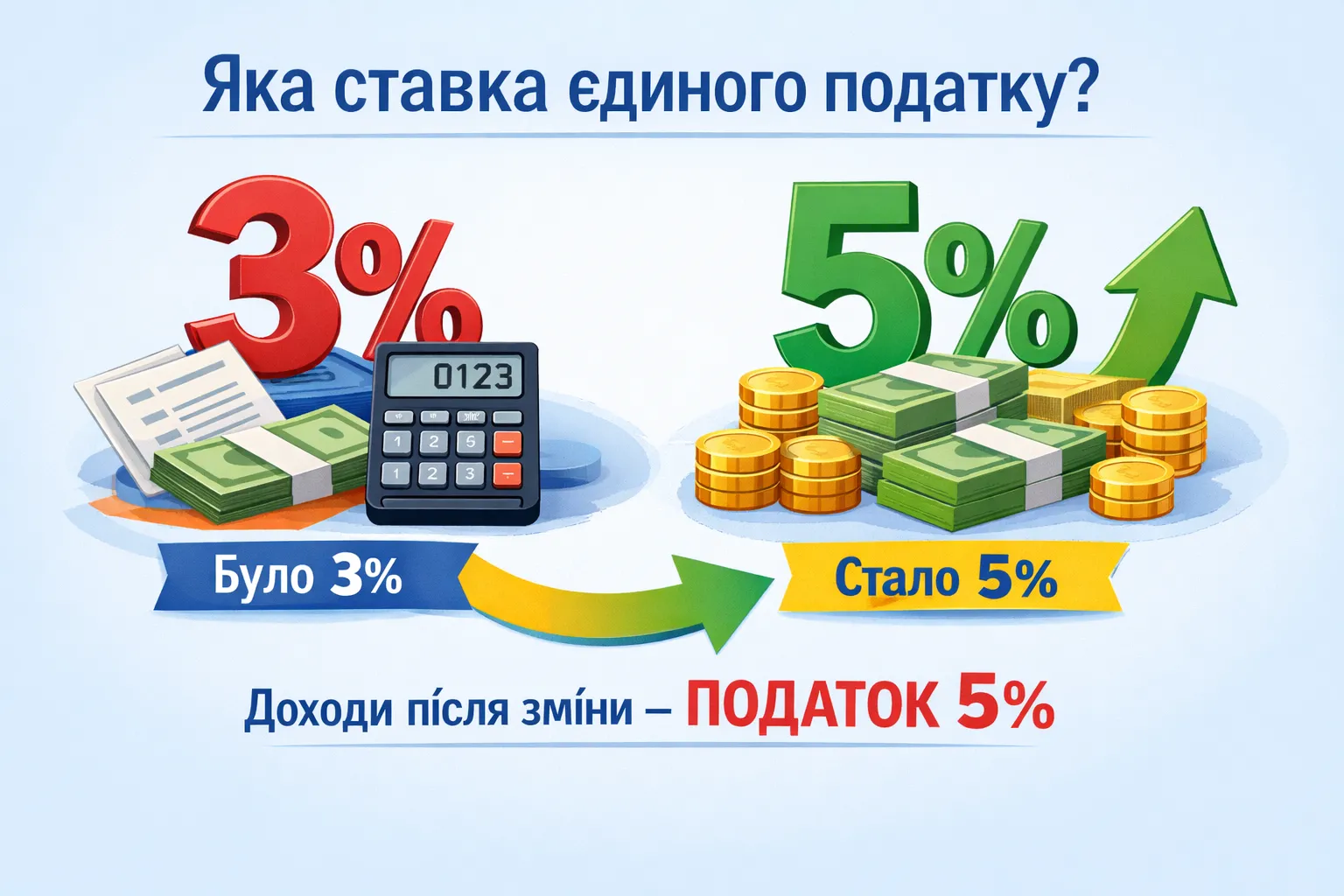 Яку ставку єдиного податку застосовувати ФОП до доходів, які надійшли після зміни з 3% на 5%