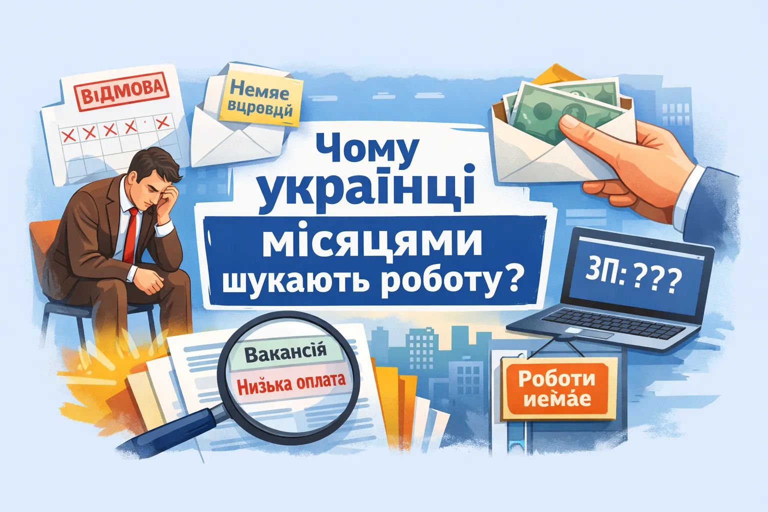 Ігнорування та приховані зарплати: чому українці місяцями шукають роботу