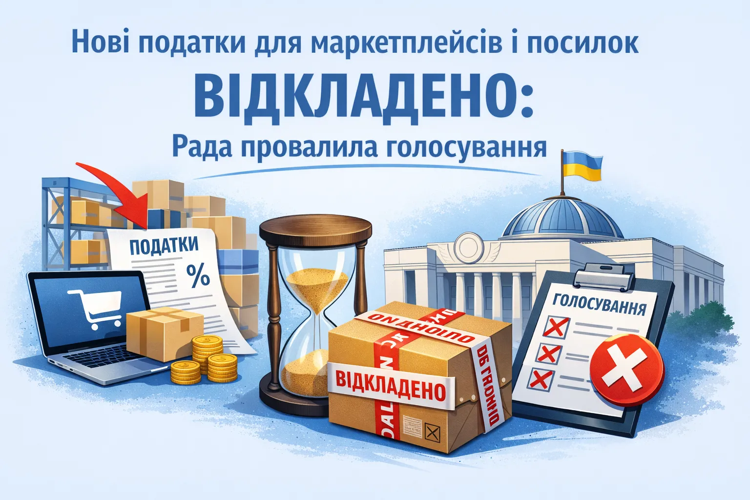 Нові податки для маркетплейсів і посилок відкладено: Рада провалила голосування