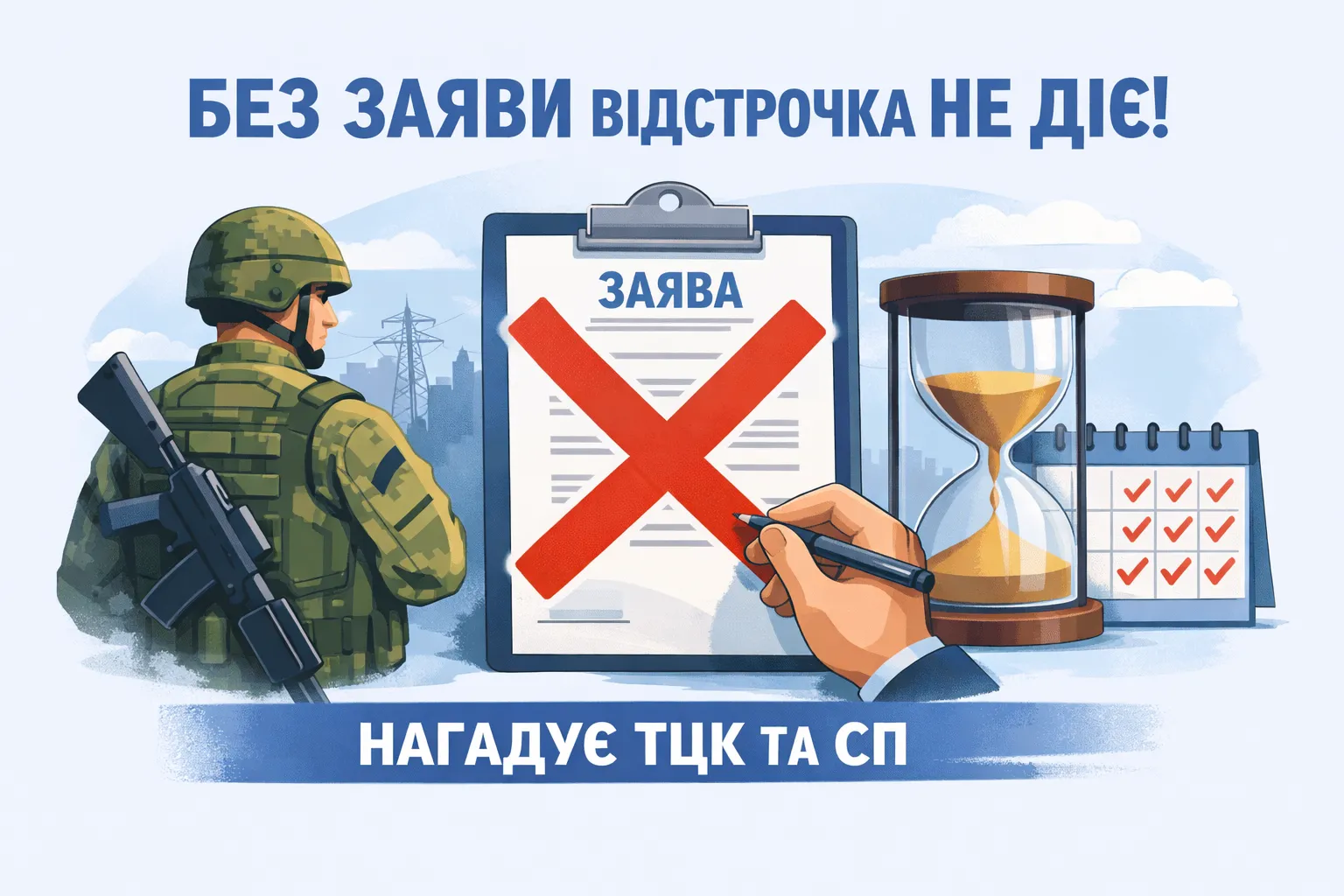Без заяви відстрочка від мобилізації не діє: нагадування ТЦК