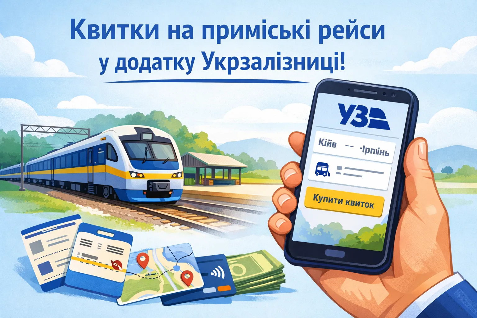 Билеты на пригородные рейсы можно приобрести в приложении Укрзалізниці!