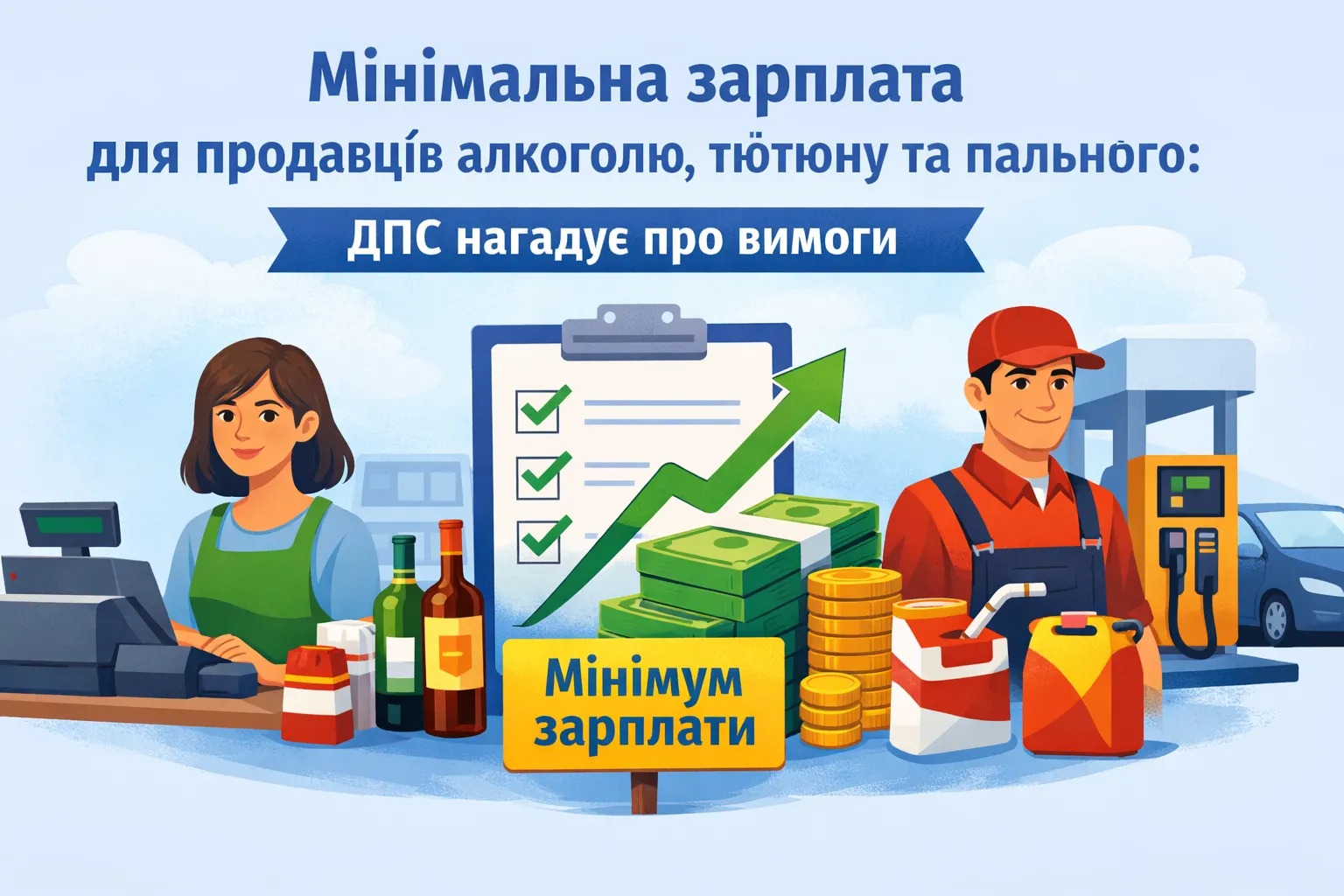 Мінімальна зарплата для продавців алкоголю, тютюну та пального: ДПС нагадує про вимоги