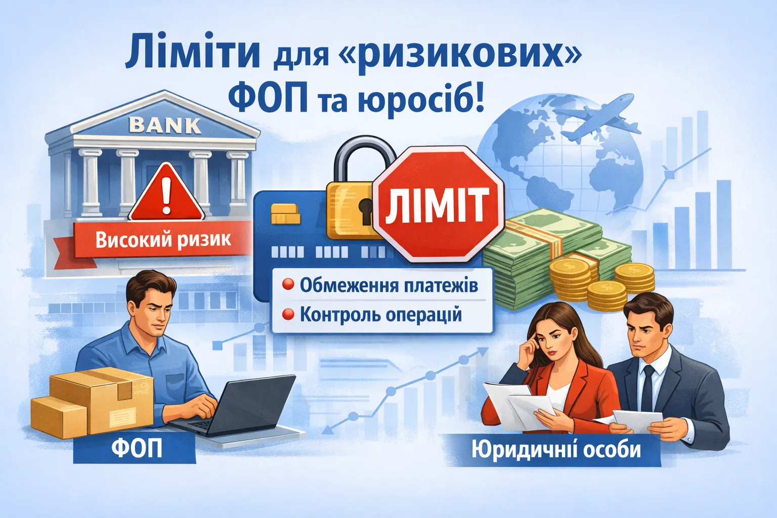 Банки запровадили ліміти платежів для «ризикових» ФОП і юросіб! Банки запровадили ліміти платежів для «ризикових» ФОП і юросіб!