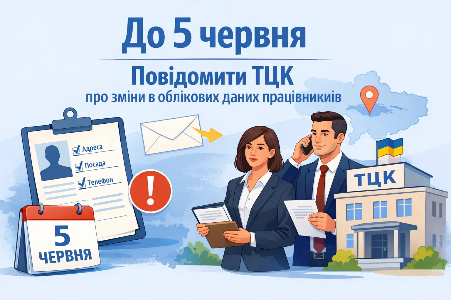 До 5 червня повідомити ТЦК про зміни в облікових даних працівників