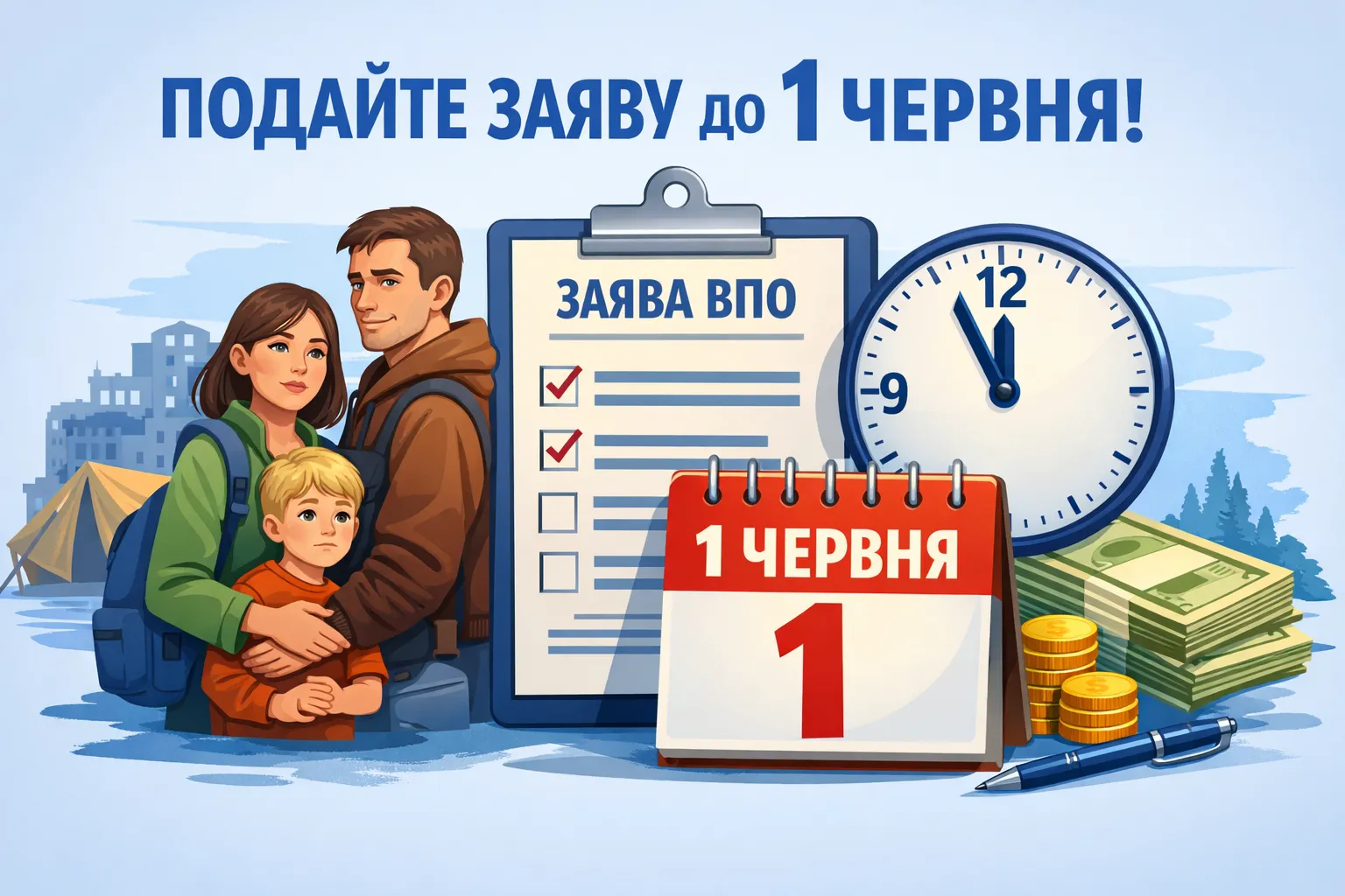 ВПО мають встигнути подати заяву до 1 червня ВПО мають встигнути подати заяву до 1 червня