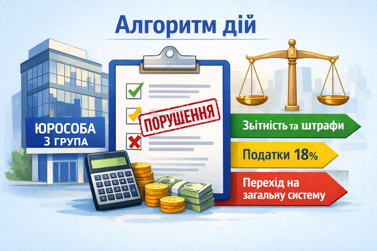 Юрособа‑єдинник 3 групи порушила умови: алгоритм дій. Не ФОП а Юридична особа