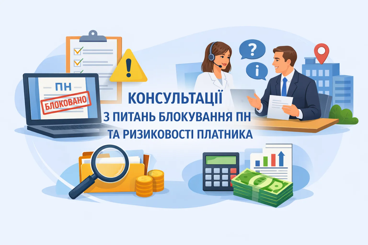 Контакти консультаційних центрів з питань блокування ПН та відповідності платника критеріям ризиковості