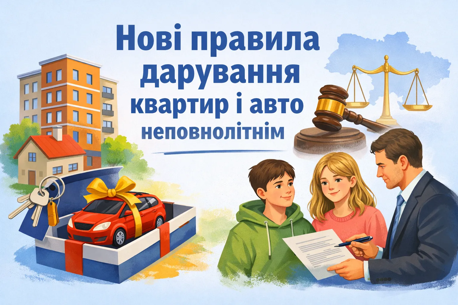 В Украине изменили правила дарения квартир и авто несовершеннолетним: что предусматривает новый закон