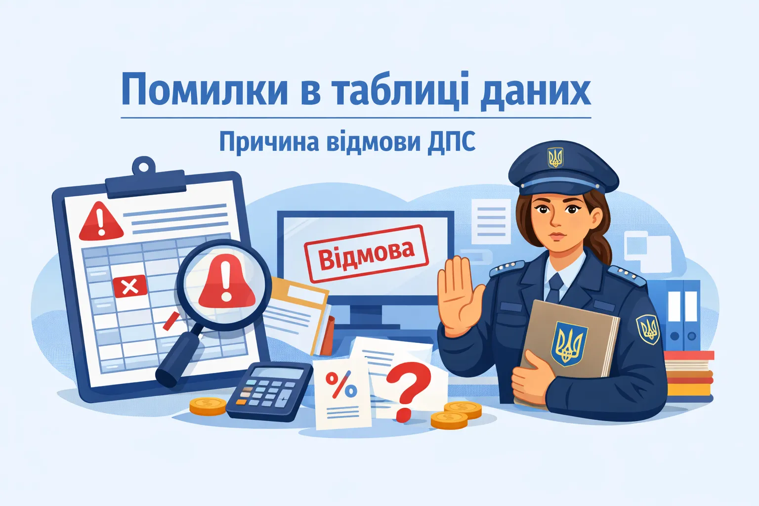 Таблиця даних: типові помилки, через які відмовляє ДПС