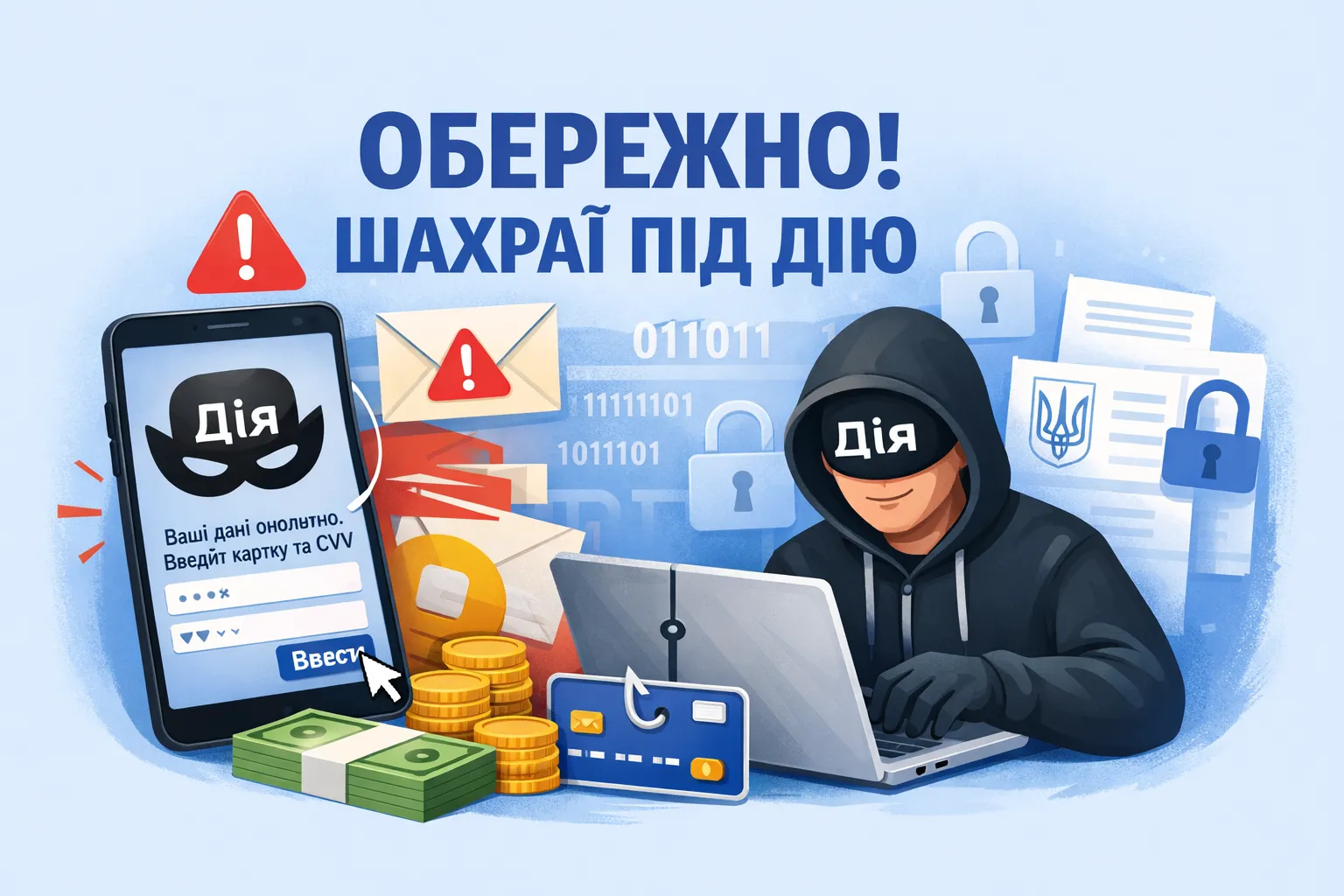 Увага: шахраї маскуються під Дію! Увага: шахраї маскуються під Дію!