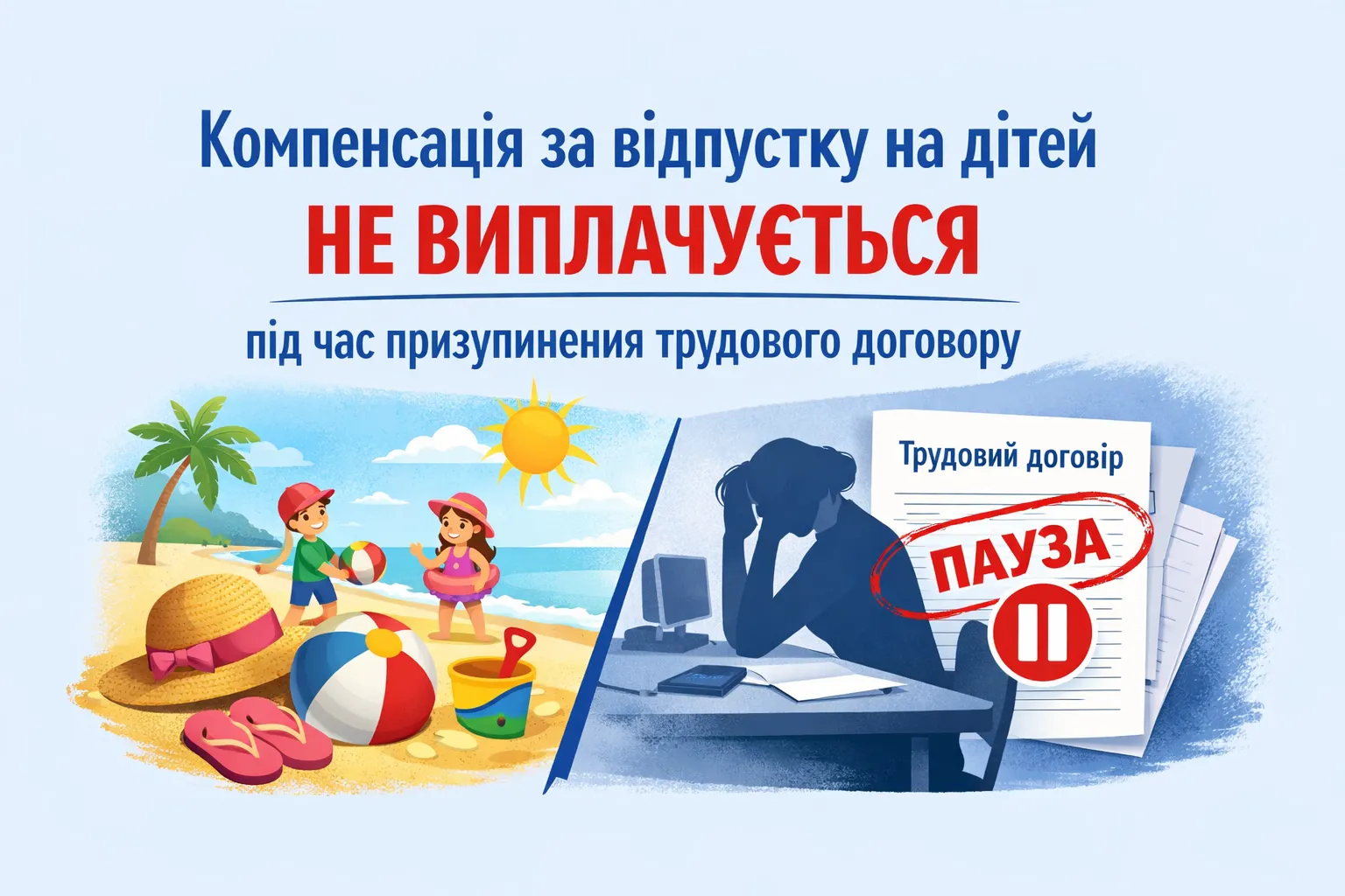 Компенсація за відпустку на дітей під час призупинення трудового договору не виплачується