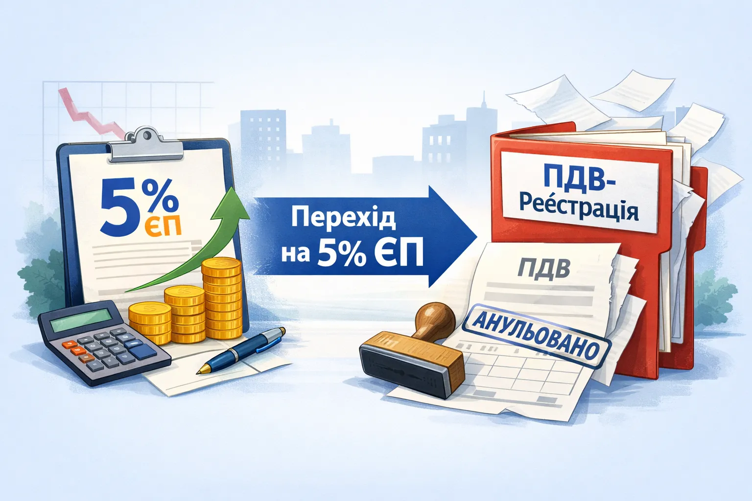 Перехід на 5% ЄП: анулювання ПДВ‑реєстрації Перехід на 5% ЄП: анулювання ПДВ‑реєстрації