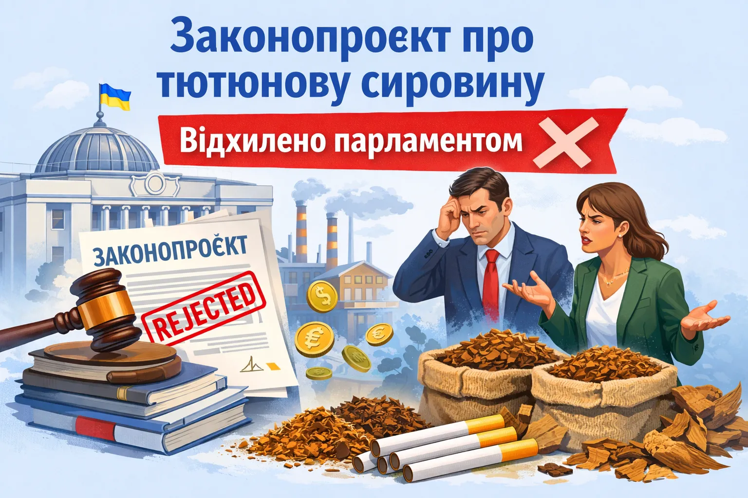 Рада отклонила законопроект о табачном сырье, который критиковал бизнес Рада отклонила законопроект о табачном сырье, который критиковал бизнес