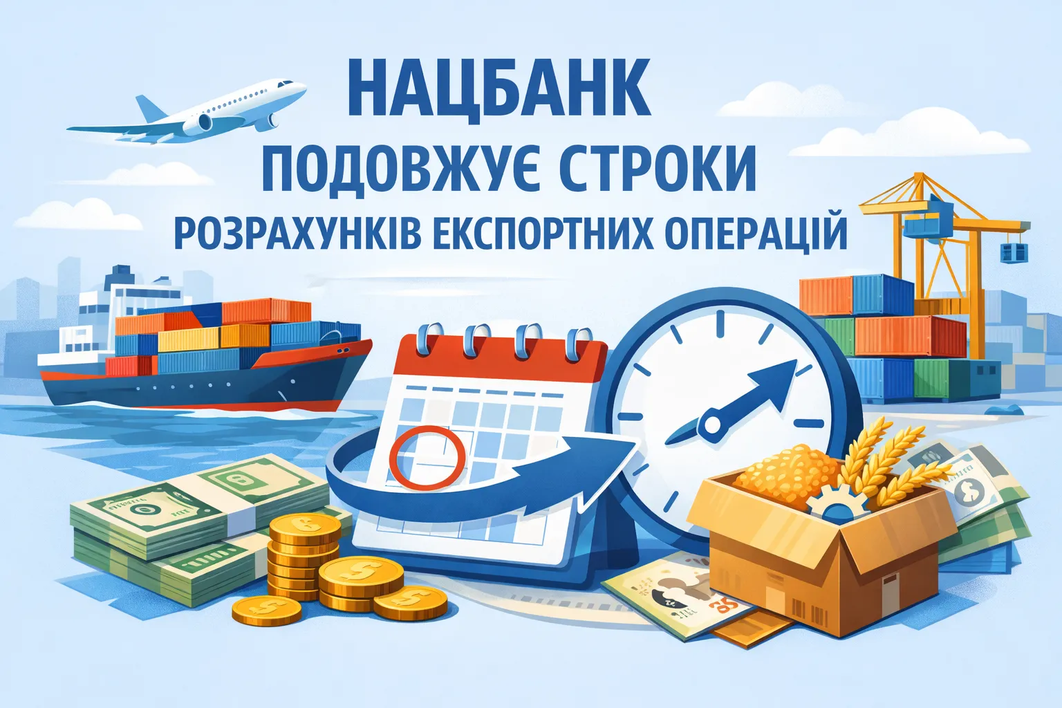 Нацбанк збільшує граничні строки розрахунків для деяких експортних операцій