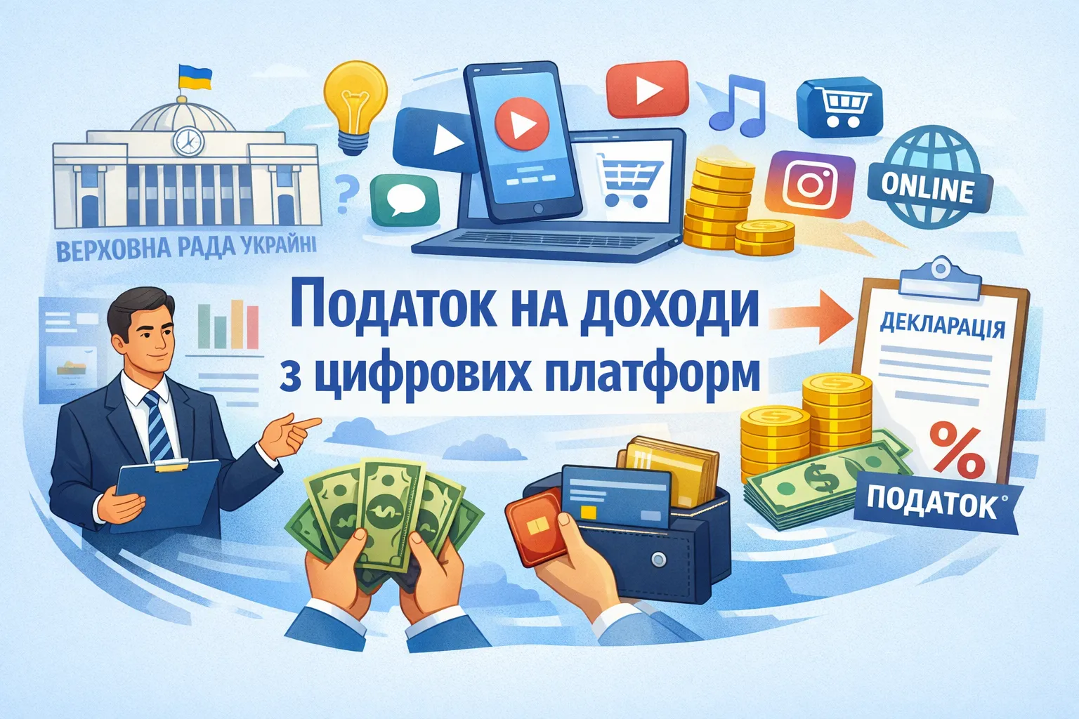 У ВРУ пояснили, як працюватиме податок на доходи з цифрових платформ