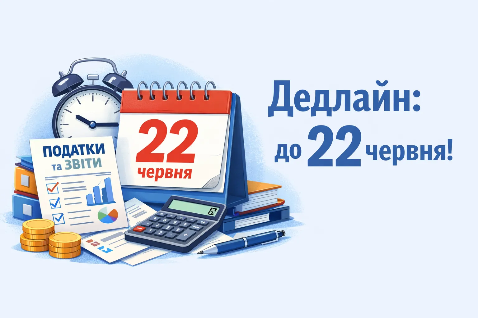 Дедлайн для сплати податків та звітів - 22 червня!