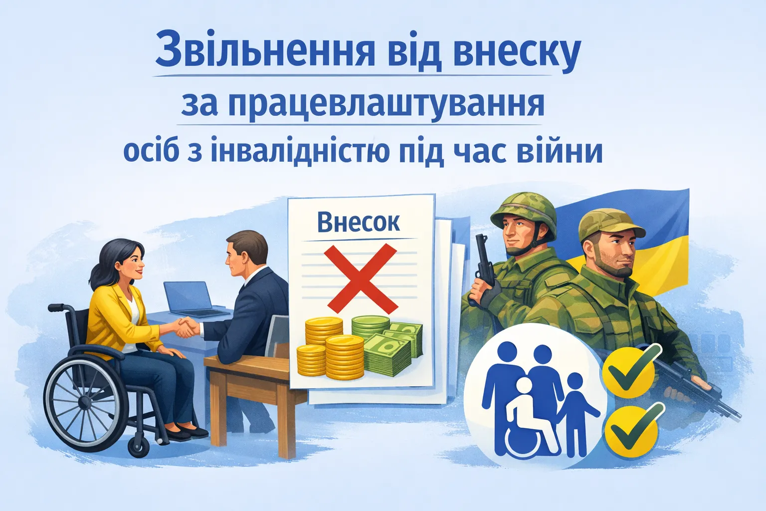Внесок за працевлаштування осіб з інвалідністю: для кого можуть запровадити звільнення під час війни