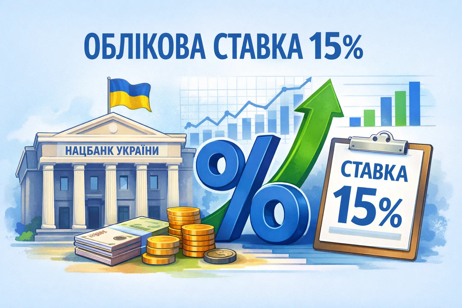Нацбанк зберіг облікову ставку на рівні 15% Нацбанк зберіг облікову ставку на рівні 15%