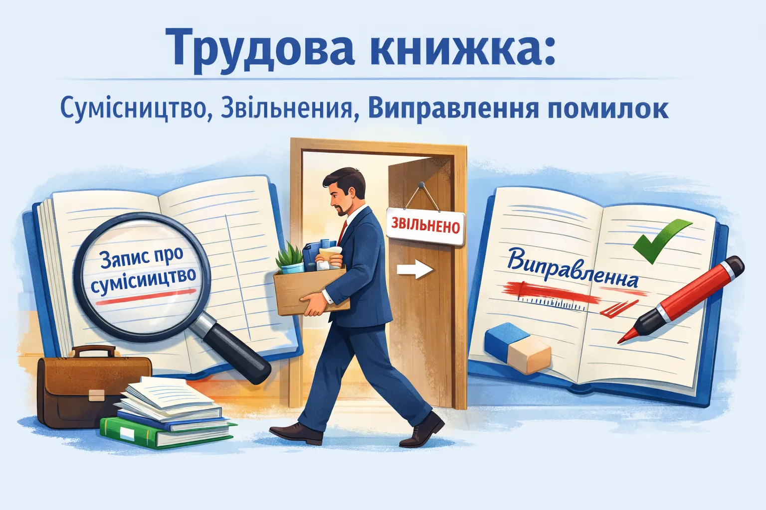 Трудова книжка: запис про сумісництво, звільнення та виправлення помилок