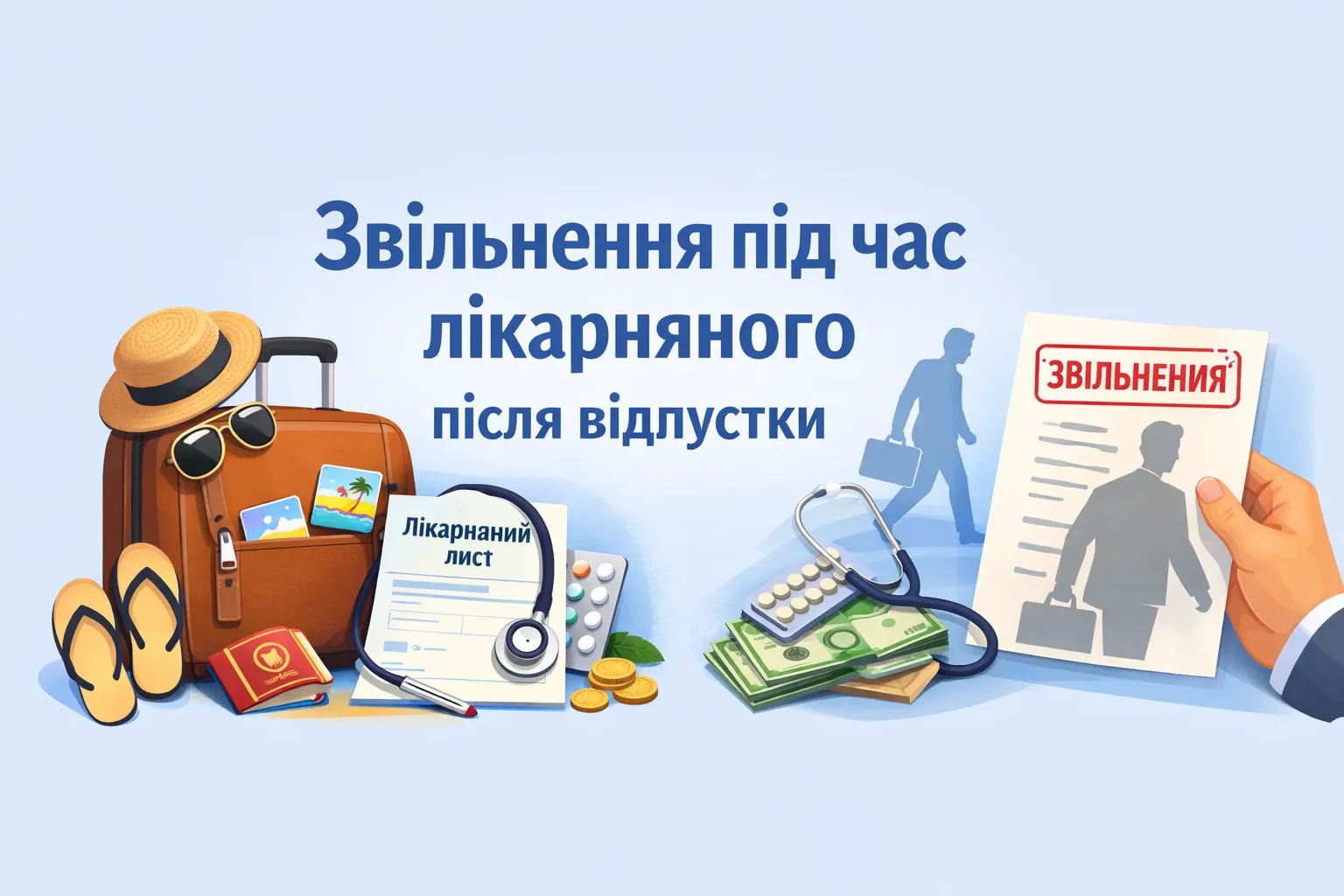 Звільнення під час лікарняного після відпустки: чи переносити відпустку та як оплатити лікарняний