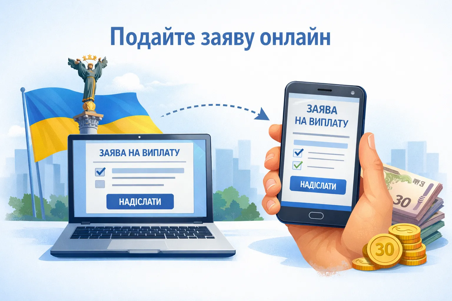 Заяву на отримання разової виплати до Дня Незалежності України можна подати онлайн