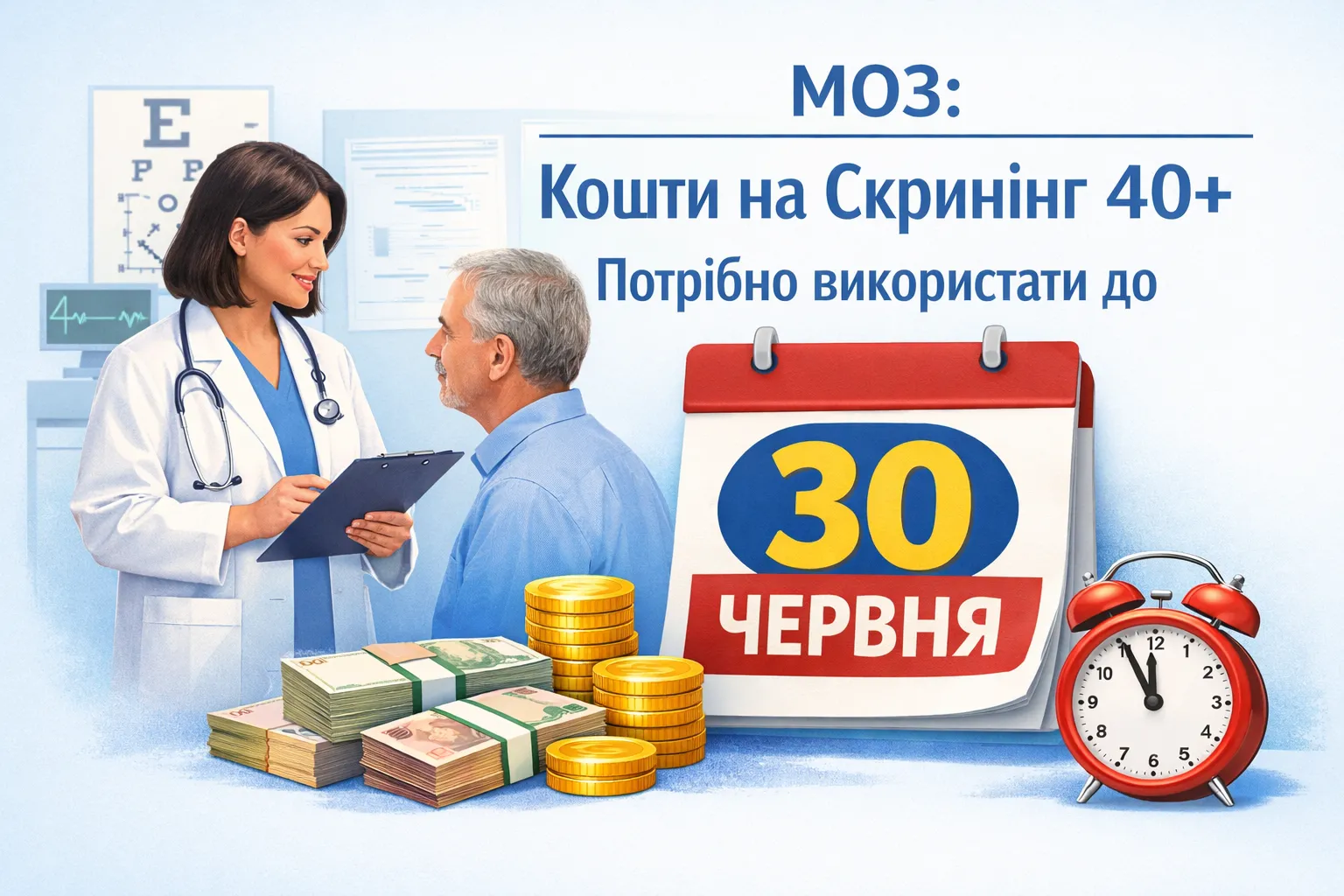 МОЗ: Отримані до 1 травня кошти на Скринінг здоров’я 40+ потрібно використати до 30 червня
