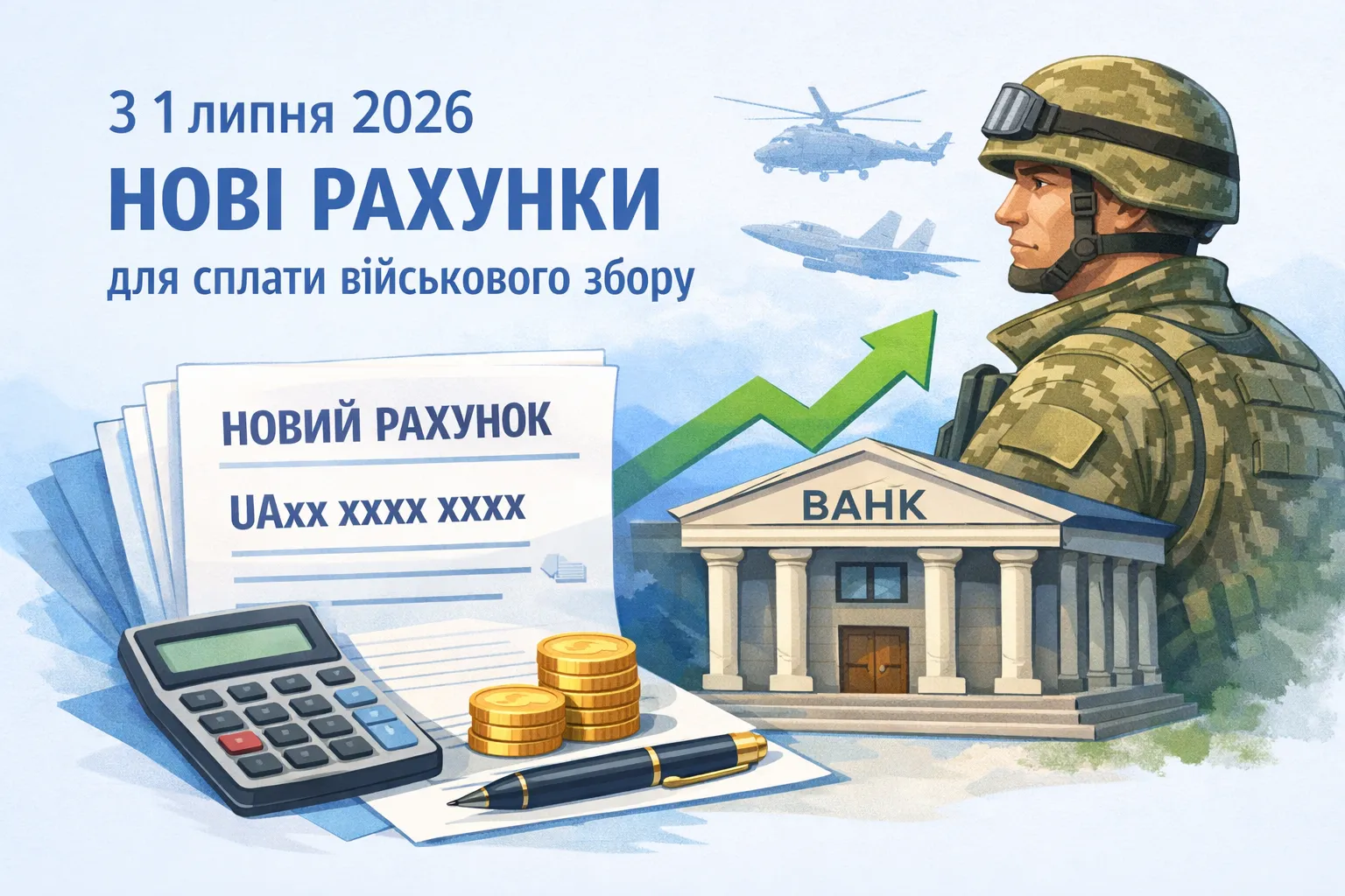 З 01.07.2026 діють нові рахунки для сплати військового збору