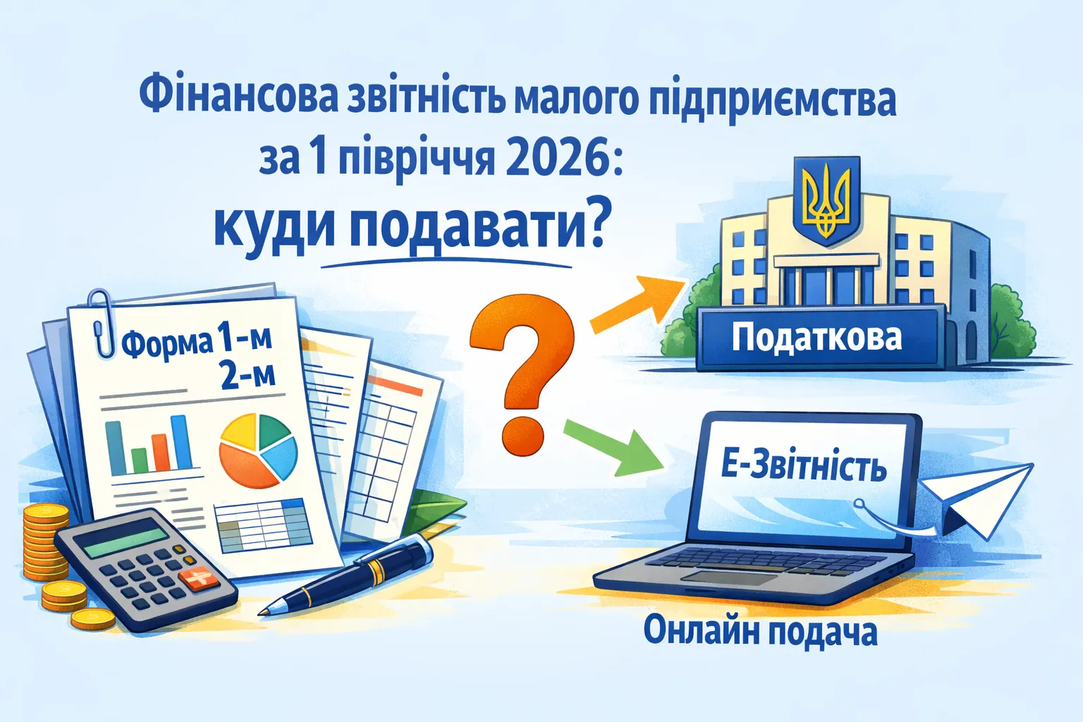 Фінанса звітність малого підприємства за 1 півріччя 2026 форма 1-м 2-м: куда подавати?