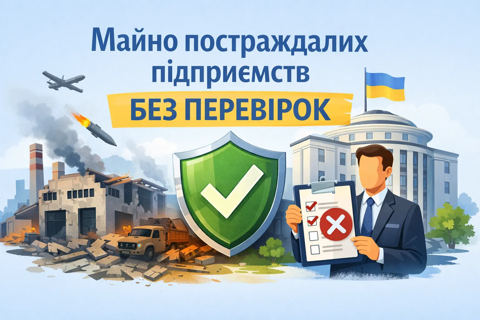 Уряд звільнив від перевірок майно підприємств, які постраждали від російських обстрілів Уряд звільнив від перевірок майно підприємств, які постраждали від російських обстрілів