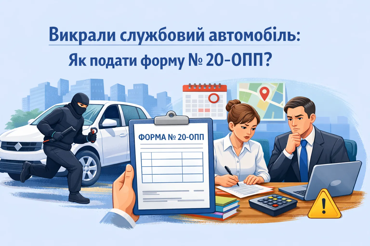 Викрали службовий автомобіль: чи потрібно подавати форму № 20-ОПП та як її заповнити Викрали службовий автомобіль: чи потрібно подавати форму № 20-ОПП та як її заповнити