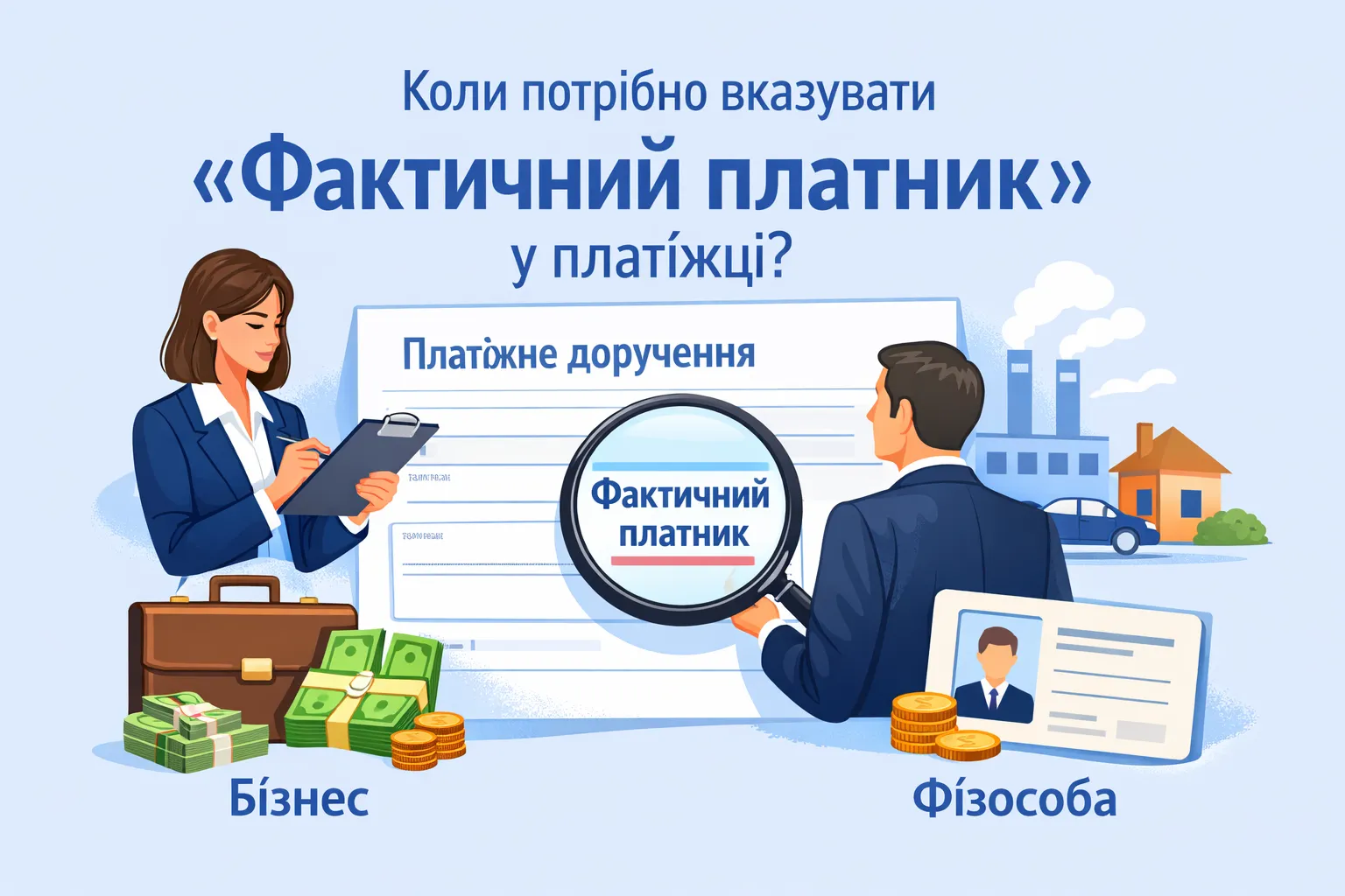 В якому випадку необхідно обов’язково заповнювати реквізит “Фактичний платник” платіжної інструкції