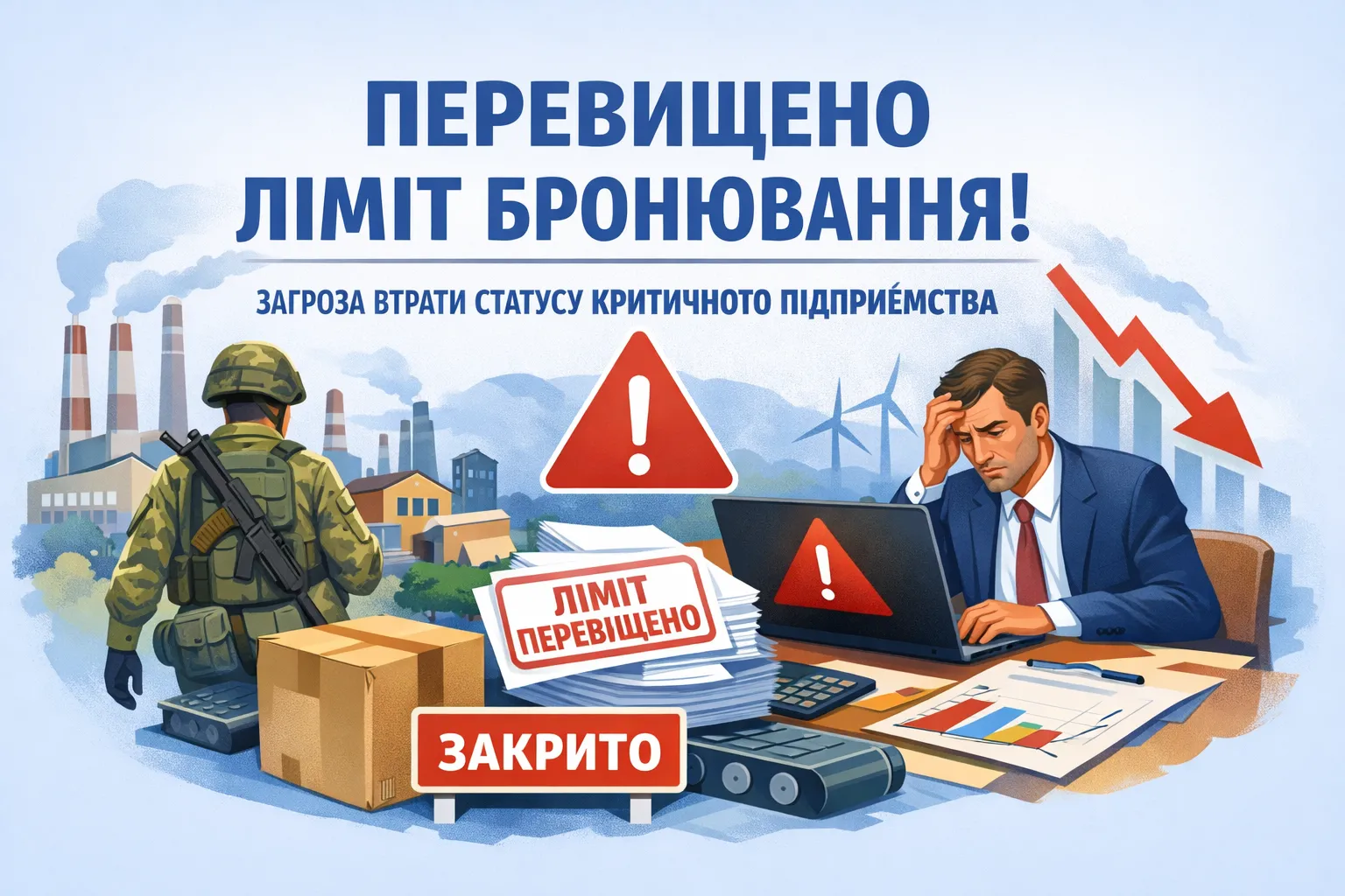 Ліміт бронювання перевищено: Мінекономіки попередило про ризик втрати статусу критично важливого підприємства Ліміт бронювання перевищено: Мінекономіки попередило про ризик втрати статусу критично важливого підприємства