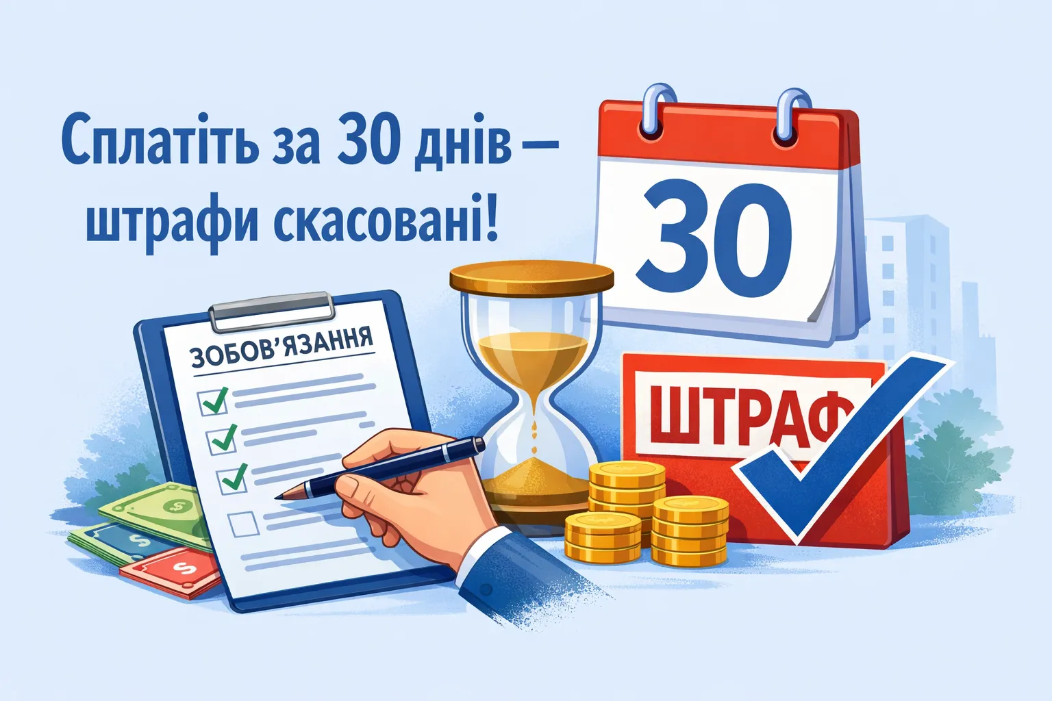 При сплаті зобов'язання протягом 30 днів - штрафи скасовуються!